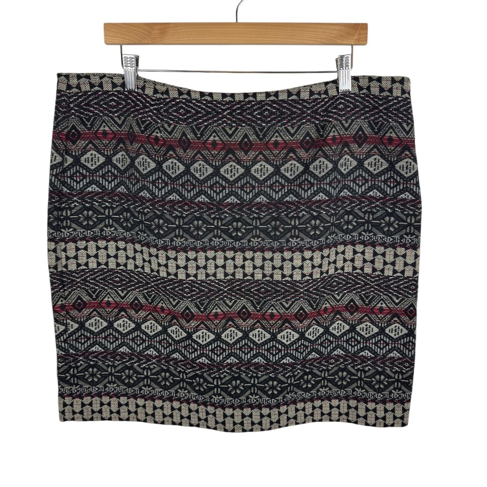 J Jill Womens Aztec Pencil Skirt‎ Size Large Festival Career Office Boho Chic
